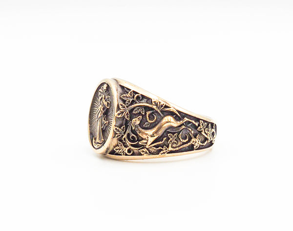 Catholic Virgin Mary Ring for Mens Women Brass Jewelry Size 6-15 BR-118