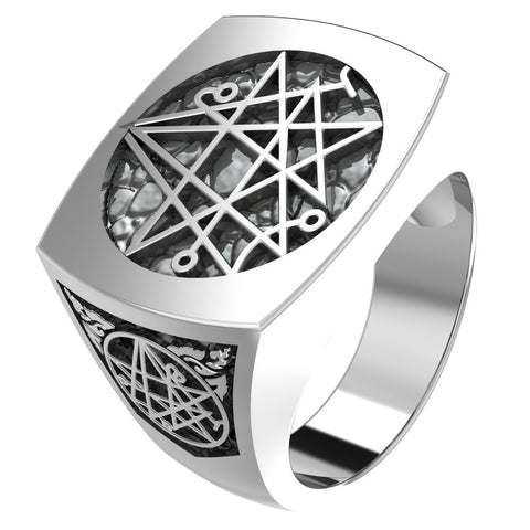 Seal Sigil of the Necronomicon Ring, Necronomicon Ring, Necronomicon jewelry 925 Sterling Silver Size 6-15
