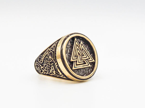Valknut Ring Viking Scandinavian Norse Brass Jewelry Size 6-15 BR-77