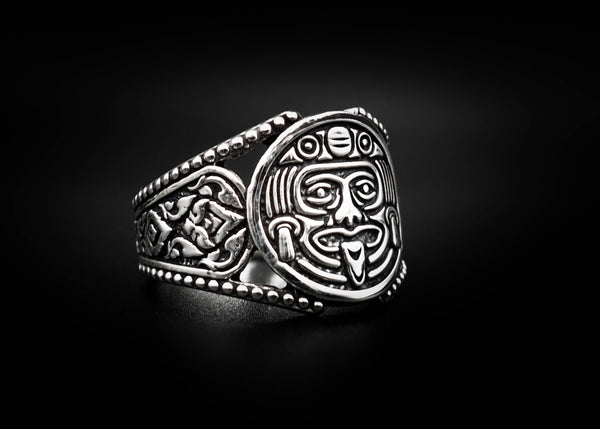 Women's Men Mayan Aztec Calendar Mexico Ring 925 Sterling Silver Size 6-15