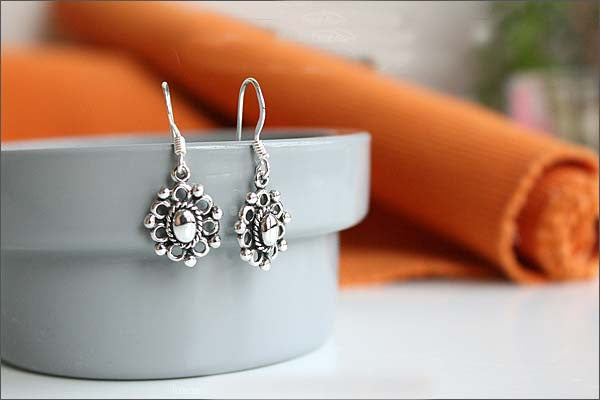 Circular earrings Earrings  - 925 Sterling Silver - Silver  earrings -  Love earrings Gift Idea Rocker Gothic Woman Jewelry (E-19)