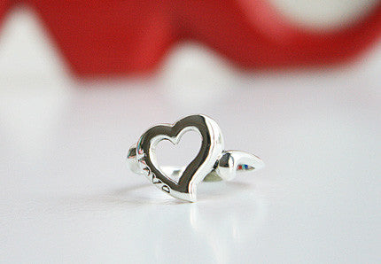 925 Sterling Silver Heart  Ring Love ring Gift Idea  Rocker Gothic Woman Jewelry (SR-011)