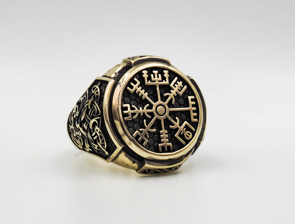 Vegvisir Ring Norse Viking Magic Compass Viking Iceland Runic Brass Jewelry