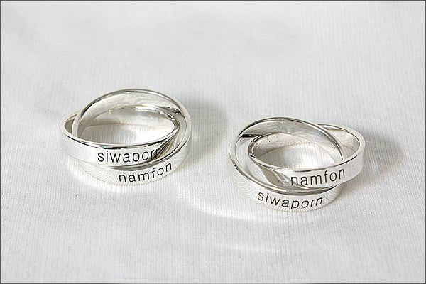 Custom Engraved Ring - 925 Sterling Silver Ring - Twisted ring - Double ring - Engraved ring - Personalized Ring - Promise Ring (ST-01)