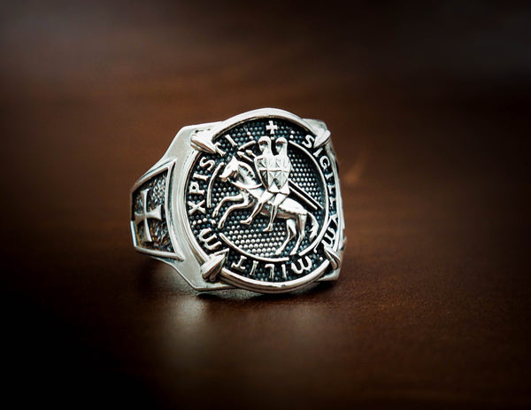 925 Sterling Silver The Seal of Knights Templar Masonic Ring Size 6-15