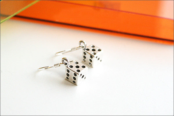 Dice Earrings - 925 sterling silver dice earring (E-36)