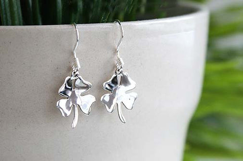 Clover stud Earrings - 925 Sterling Silver - Silver  earrings - Love earrings Gift Idea Rocker Gothic Woman Jewelry (E-10)