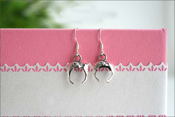 Dolphin Earrings - 925 Sterling Silver - Silver  earrings -  Love earrings Gift Idea Rocker Gothic Woman Jewelry (E-30)