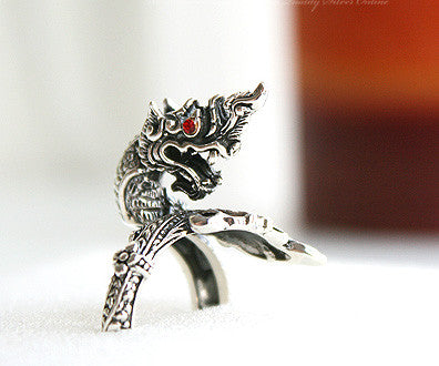 925 Sterling Silver Naga ring  serpent ring  king of Nagas ring Style Gift Idea Rocker Gothic Woman Jewelry (SR-047)