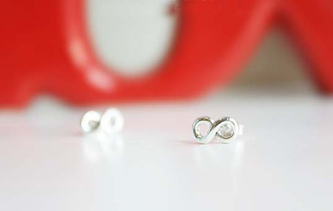 Infinity Earrings - Infinity Stud Earrings  - 925 Sterling Silver - Silver  earrings -  Love earrings Gift Idea  Woman Jewelry (E-13)