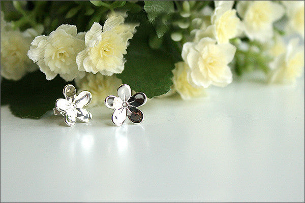 clover stud earrings - 925 sterling silver lucky clover stud earrings (E-23)