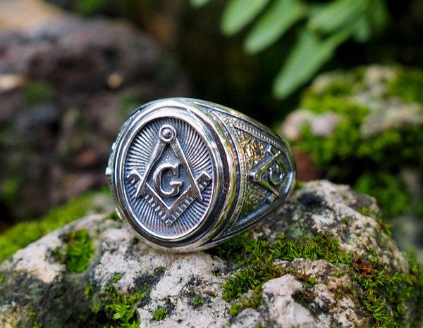 Masonic Ring AF AM Silver 925 Freemason Mason Masonry Jewelry Gift