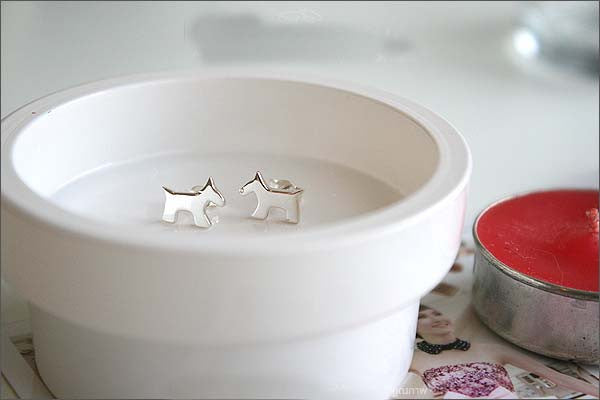 Dog earrings - 925 Sterling Silver - Silver  earrings - Love earrings Gift Idea Rocker Gothic Woman Jewelry (E-07)