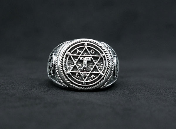 Goetia Hexagram Seal of Solomon Ring, Star of David Ring 925 Sterling Silver Size 6-15