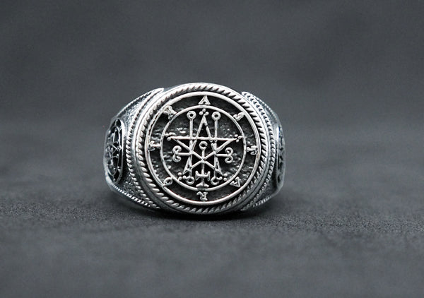 Astaroth Sigil Goetia Unisex Solomon Demon Seal Satan Ring 925 Sterling Silver Size 6-15