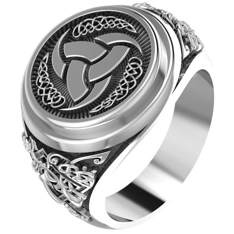 Triple Horn of Odin Ring, Viking Ring, Scandinavian Norse Odin's Ring Viking Jewelry 925 Sterling Silver Size 6-15