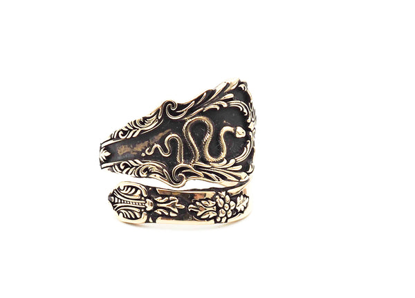 Adjustable snake Ring Vintage Spoon style for Mens Women Brass Jewelry Size 6-15 BR-110
