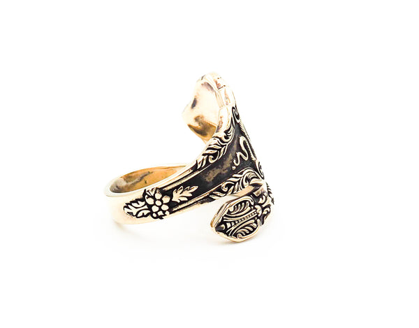 Adjustable snake Ring Vintage Spoon style for Mens Women Brass Jewelry Size 6-15 BR-110