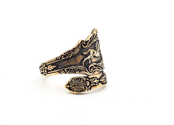 Adjustable Horse Ring Vintage Spoon style for Mens Women Brass Jewelry Size 6-15 BR-111