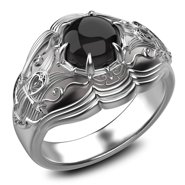 Egyptian Cross Ankh Ring, Men's Women's Onyx Ring 925 Sterling Silver Size 6-15