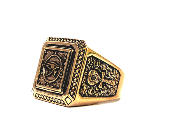 Men Egyptian Eye of Horus Ankh Cross Ring Brass Jewelry Size 8-15 (BR-72 )