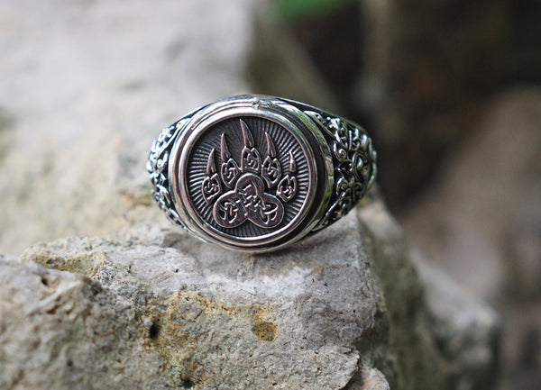 Bear Paw ring, Bear Paw Slavic Ring, Viking Ring 925 Sterling Silver Sz. 6-15