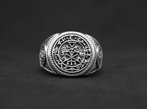 Seal Of Lilith Sigil Of Lucifer Ring, Seal Of Lilith Amulet Ring 925 Sterling Silver Size 6-15