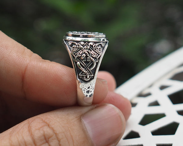 Viking Vegvisir Compass Ring, Norse Viking Ring, 925 Sterling Silver Size 6-15
