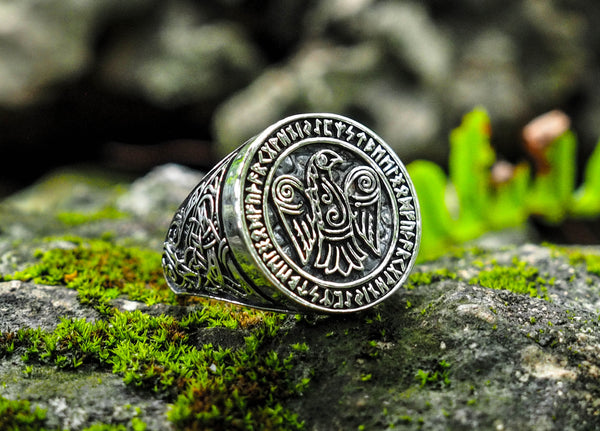 925 Sterling Silver Odin Ravens Viking Ring Nordic Celtic Viking Norse Jewelry Size 6-15