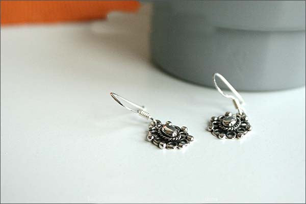 Circular earrings Earrings  - 925 Sterling Silver - Silver  earrings -  Love earrings Gift Idea Rocker Gothic Woman Jewelry (E-19)