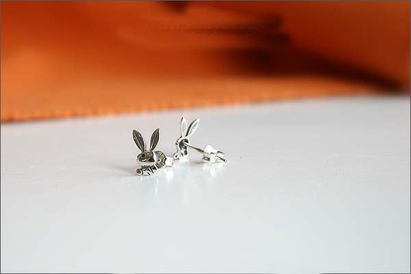 Bunny Rabbit Earrings  - 925 Sterling Silver - Silver  earrings -  Love earrings Gift Idea Rocker Gothic Woman Jewelry (E-18)
