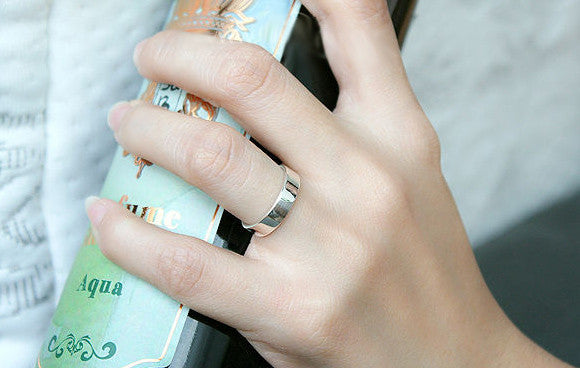 Custom Inner Fingerprint Ring - Engraving Wedding Band - Fingerprint Ring - Custom silver fingerprint - 925 Sterling Silver 4 mm (RB-1)