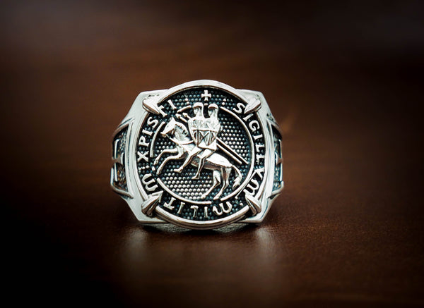 925 Sterling Silver The Seal of Knights Templar Masonic Ring Size 6-15