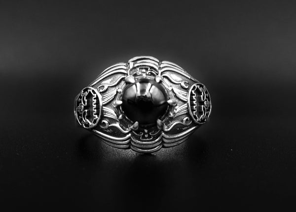 Onyx Seal Sigil of Goetia Belial Lesser Key of Solomon Ring Women's and Men's Ring 925 Sterling Silver Size 6-15