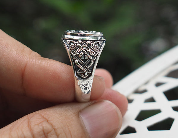 Siegfried and Fafnir Ring, Siegfried and Fafnir Viking Ring, Norse Viking Jewelry, 925 Sterling Silver Size 6-15