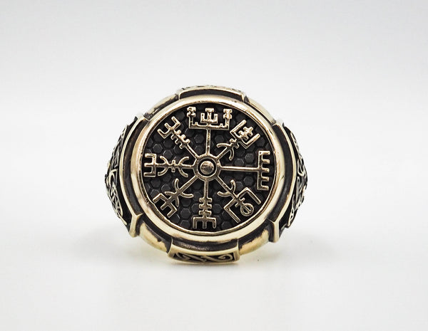 Vegvisir Ring Norse Viking Magic Compass Viking Iceland Runic Brass Jewelry