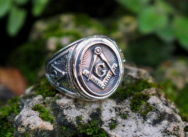 Free mason Masonic Ring, Freemason Master Ring 925 Sterling Silver Size 6-15