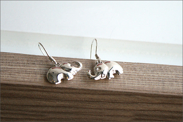 Elephant Earrings - 925 Sterling Silver - Silver elephant earrings (E-32)