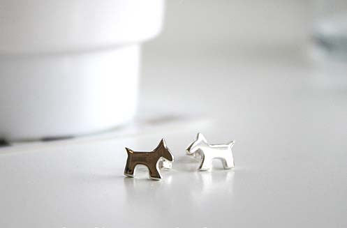 Dog earrings - 925 Sterling Silver - Silver  earrings - Love earrings Gift Idea Rocker Gothic Woman Jewelry (E-07)