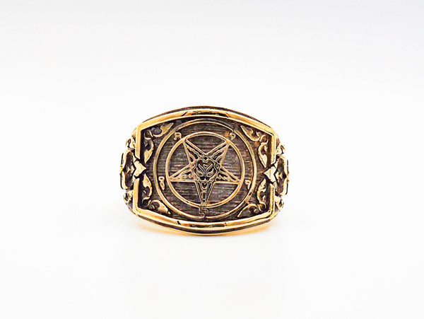 Sigil of Baphomet Inverted Pentagram Satanic Satan Ring Brass Jewelry Size 6-15 BR-75