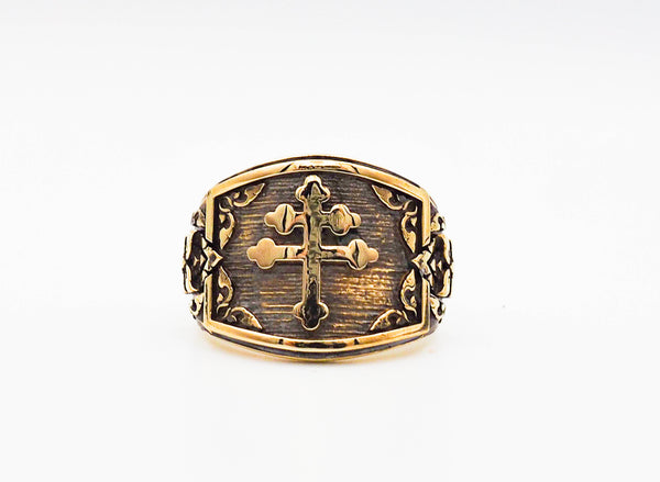 Cross of Lorraine Rings Knights Templar Crusader Brass Jewelry Size 6-15 BR-73