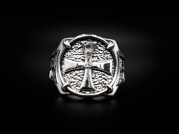 Knights Templar Ring Masonic Crusader Shield Cross Ring 925 Sterling Silver Size 6-15