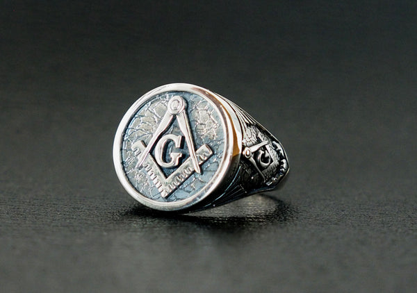 Freemason Masonic Ring Gothic Masonic Biker Rings 925 Sterling Silver Size 6-15