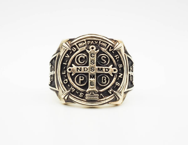 St Benedict Exorcism Ring Demon Protection Ghost Hunter Brass Jewelry