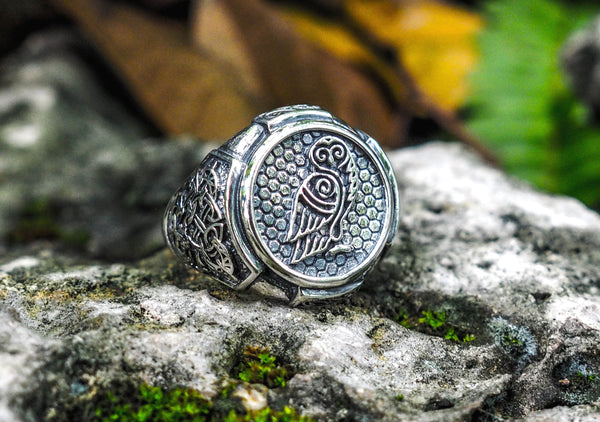 925 Sterling Silver Owl Animal Bird Ring Nordic Celtic Viking Norse Jewelry Size 6-15