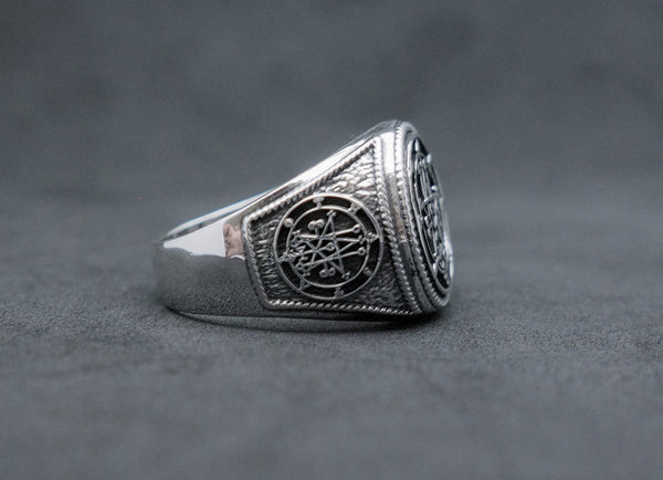 Astaroth Sigil Goetia Unisex Solomon Demon Seal Satan Ring 925 Sterling Silver Size 6-15