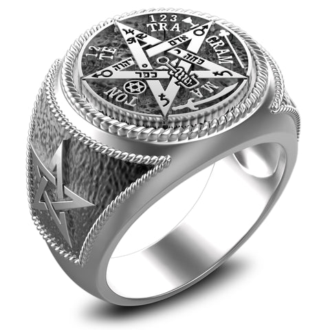 Ceremonial Magic Seal of Solomon Tetragrammaton Ring 925 Sterling Silver Size 6-15