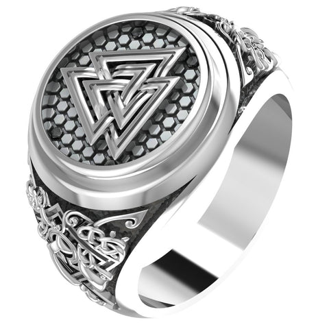 Valknut Ring, Valknut Viking Ring, Norse Scandinavian Jewelry 925 Sterling Silver Size 6-15