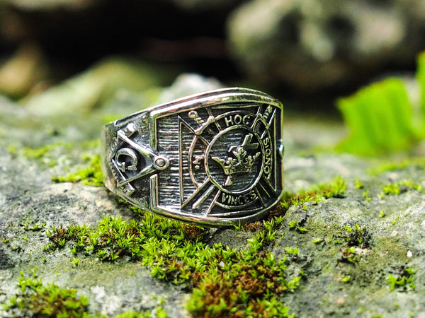 925 Sterling Silver Knight Templar Cross Masonic in Hoc Signo Vinces Biker Ring Size 6-15