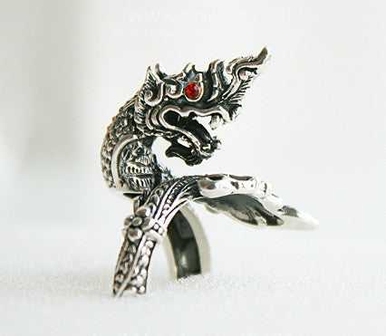 925 Sterling Silver Naga ring  serpent ring  king of Nagas ring Style Gift Idea Rocker Gothic Woman Jewelry (SR-047)